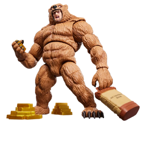 Action figure of a muscular bear-like character with gold coins, Marvel Legends series logo visible