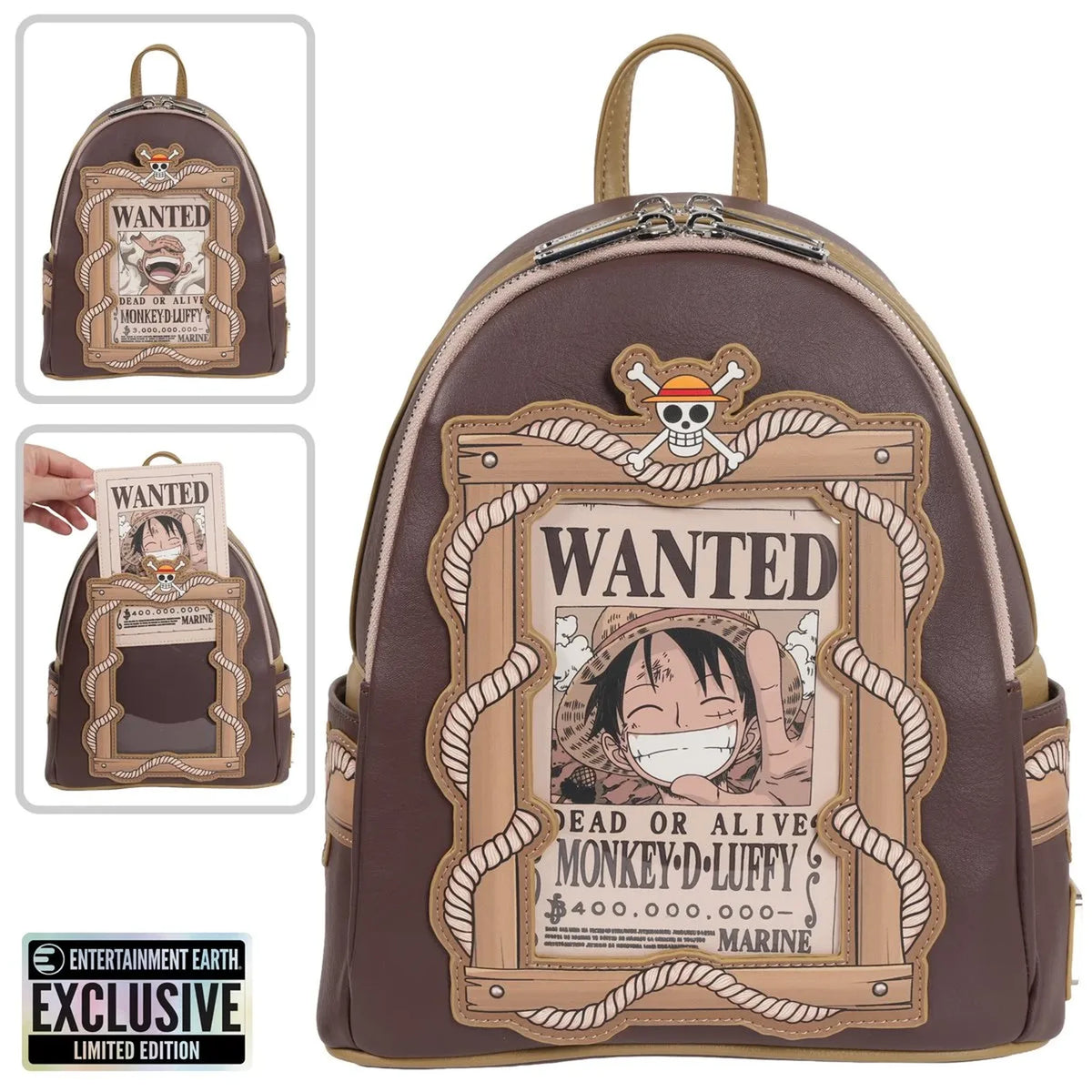Loungefly One Piece Wanted Monkey D. Luffy Mini-Backpack - Entertainment Earth Exclusive Front